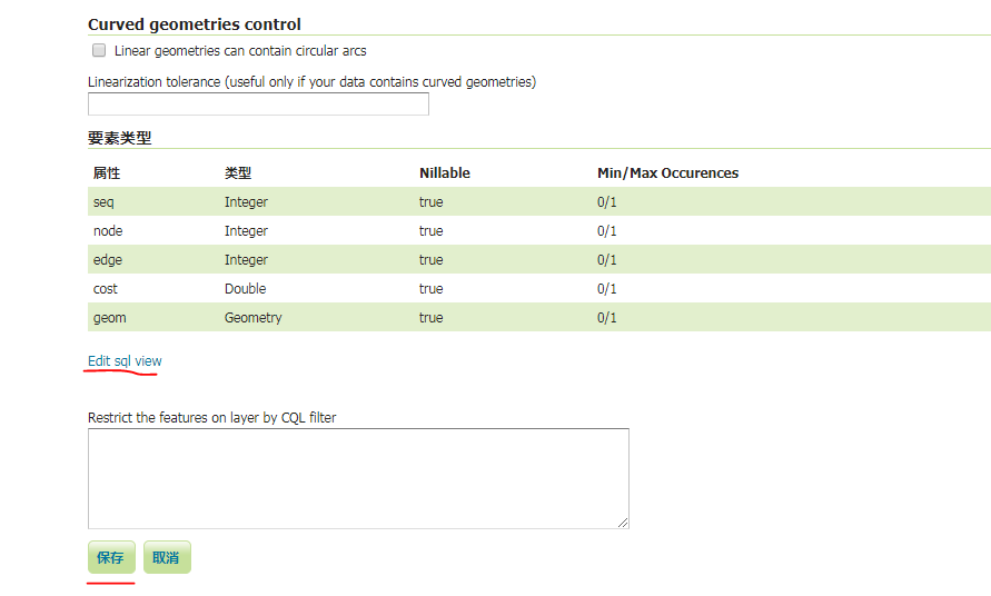geoserver 编辑SQL视图