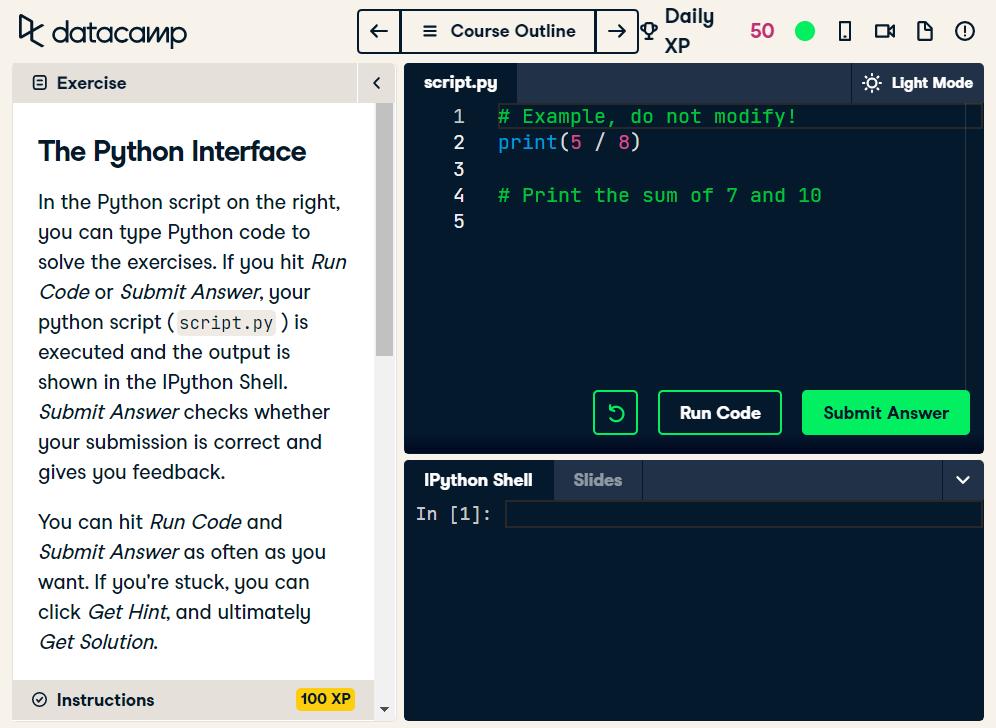 DataCamp Python Interface
