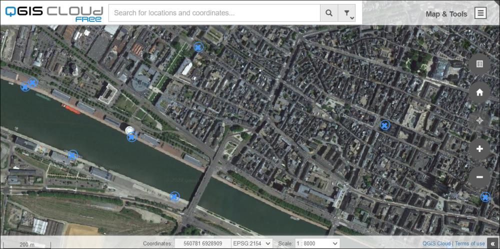 QGIS Cloud 免费网络地图航拍图像