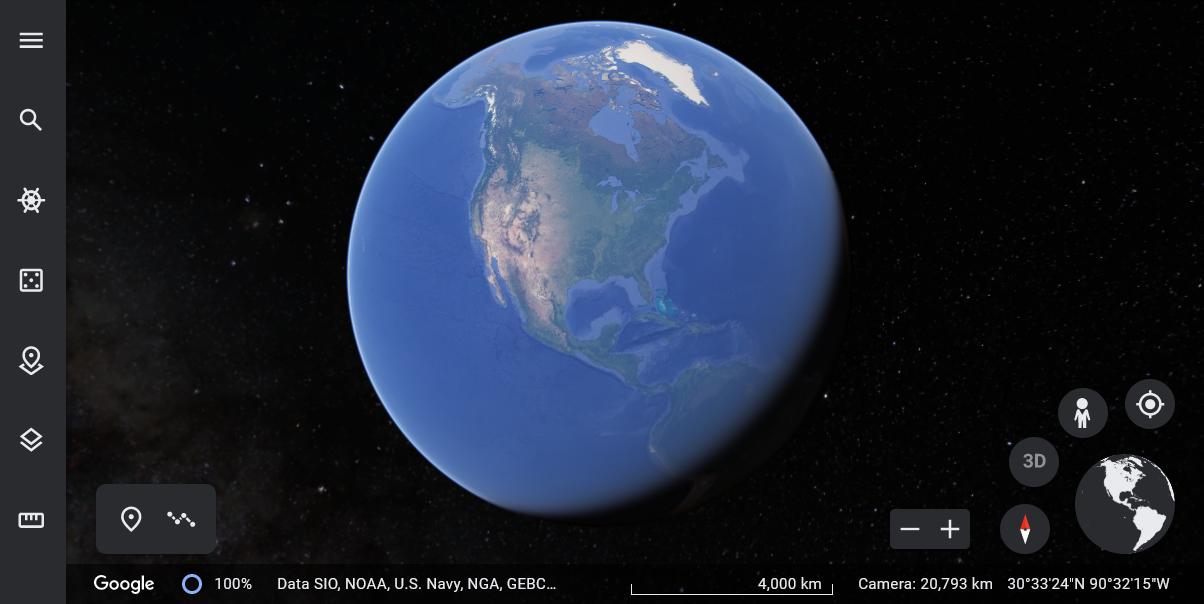 谷歌地球球体投影