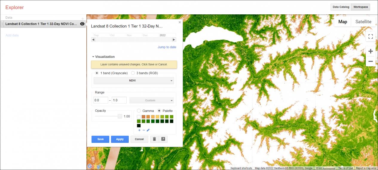 GEE Explorer Landsat 8 Collection 1 32 天 NDVI 合成