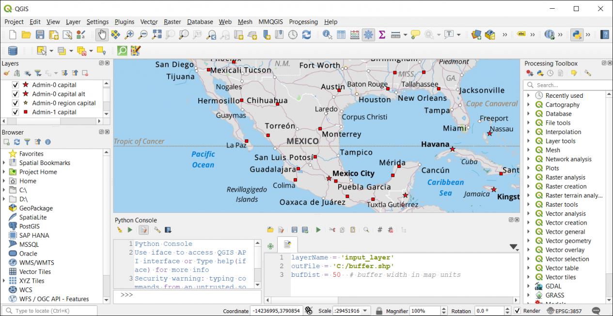 PyQGIS 控制台